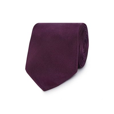 The Collection Purple ribbed slim silk tie